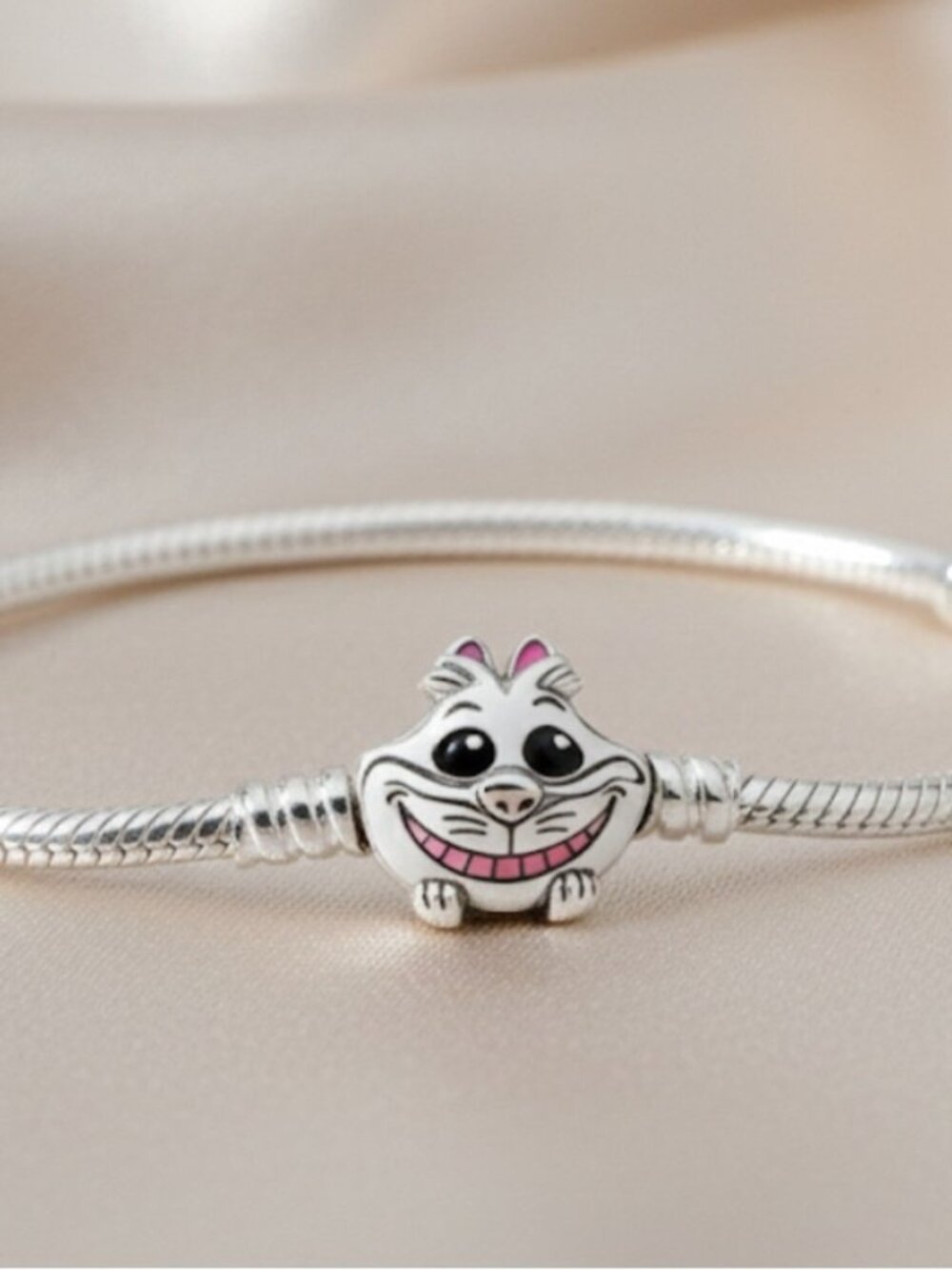 Silver Charm Bracelet with Smiling Face